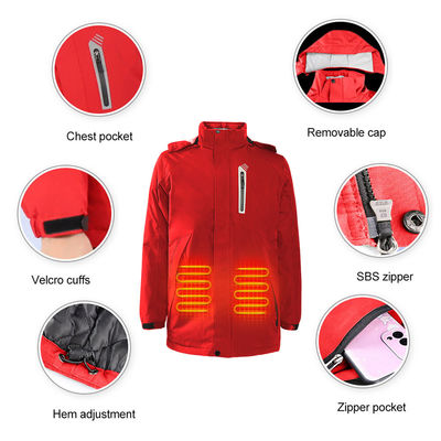 เครื่องล้าง สามารถชาร์จได้ ผู้ชาย ผู้หญิง 4 เขตทําความร้อน ไฟฟ้า Hooded เสื้อหนาวที่ทําความร้อน