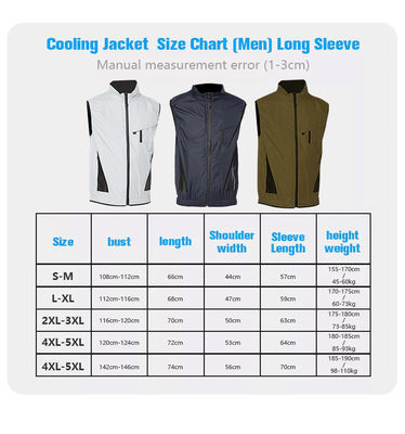 เสื้อผ้าเครื่องปรับอากาศสีดำพัดลมระบายความร้อนแจ็คเก็ตภายใต้สภาพอากาศร้อนโพลีเอสเตอร์ 100%