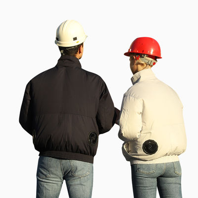 ODM Aircon Clothes Cooling Fan Jacket ผ้าฝ้ายโพลีเอสเตอร์ระบายอากาศ
