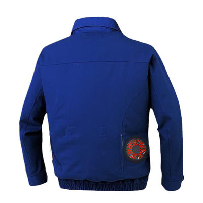 ODM เสื้อปรับอากาศสีน้ำเงิน 7.2V แจ็คเก็ตระบายความร้อนด้วยแบตเตอรี่พร้อมพัดลม