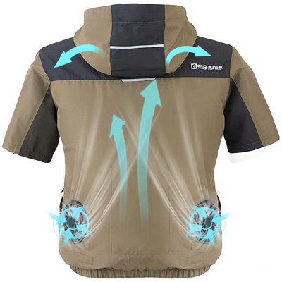 OEM เสื้อเชิ้ตแขนสั้นปรับอากาศพร้อมเสื้อยืดพัดลมปรับอากาศสองตัว