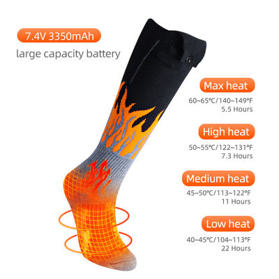 7.4V 3350mAh แบตเตอรี่แบบชาร์จไฟได้ถุงเท้าอุ่นไฟฟ้าสำหรับขี่กลางแจ้ง แคมป์ปิ้ง เดินป่า