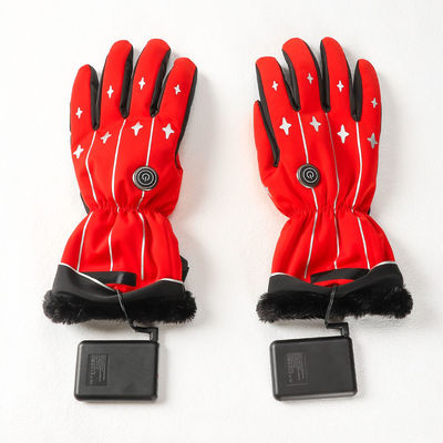 ฤดูหนาวขี่กลางแจ้ง 4000mAh แบตเตอรี่อุ่นถุงมือฤดูหนาวสตรีถุงมืออุ่นสีแดง