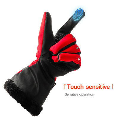 ฤดูหนาวขี่กลางแจ้ง 4000mAh แบตเตอรี่อุ่นถุงมือฤดูหนาวสตรีถุงมืออุ่นสีแดง