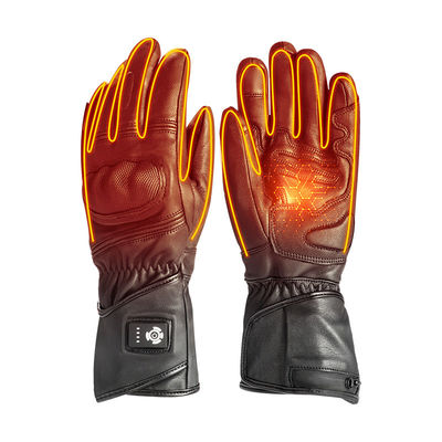 ผิวแกะ สีดํา XXL ถุงมือฤดูหนาวที่ร้อน 7.2V แบตเตอรี่ ถุงมือสกีที่ร้อนสําหรับผู้ชาย ผู้หญิง